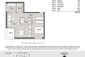 Продажа, квартира, 2,5-комнатная: ПИВКА, 60,7 м2