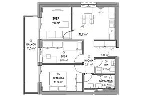 Четырехкомнатная квартира в Новой Ежице