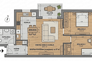 Бежиград, квартира из 2.5 комнат
