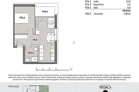 Продажа, квартира, 2-комнатная: ПИВКА, 45,8 м2: 1