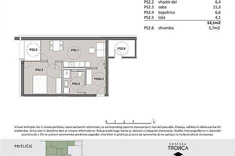 Продажа, квартира, 2-комнатная: ПИВКА, 58,8 м2: 1