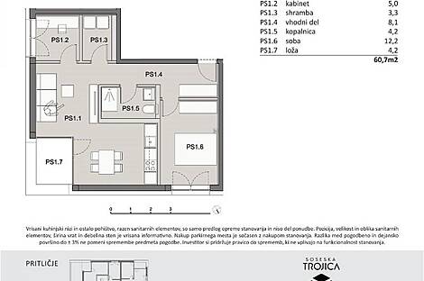 Продажа, квартира, 2,5-комнатная: ПИВКА, 60,7 м2: 1