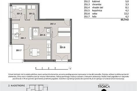 Продажа, квартира, 2,5-комнатная: ПИВКА, 60,7 м2: 1