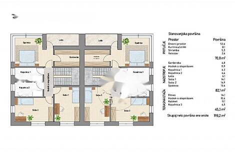 Новый двусемейный дом в районе Дравле Объект Б: 8