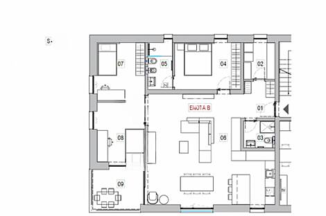 Четырёхкомнатная квартира Поле: 16
