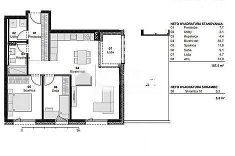 Квартира с тремя комнатами в Шмарье: 2