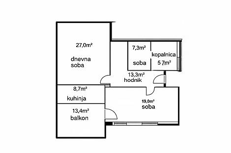 Квартира из трёх комнат в Портороже: 9